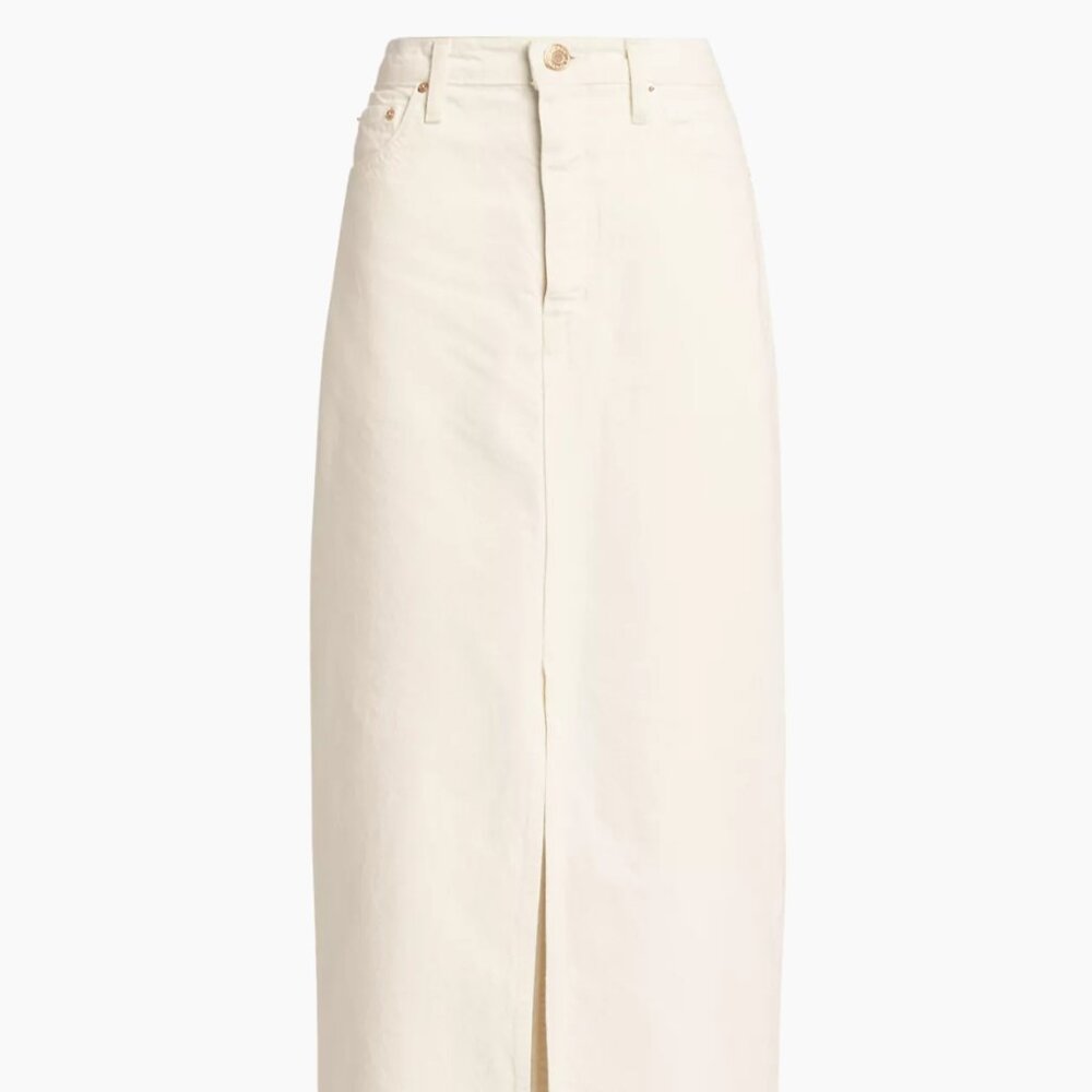 NWT Derek Lam 10 Crosby  Lu High-Rise Denim Maxi Skirt in Ivory Size 28